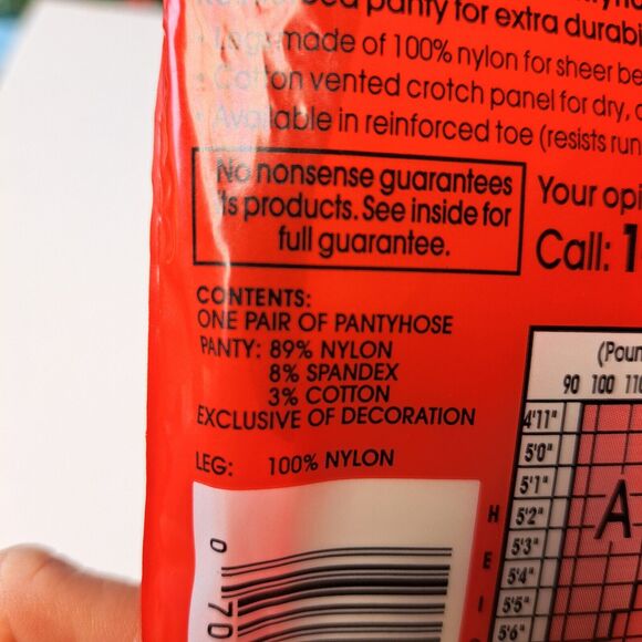 NOS No Nonsense Regular PANTYHOSE WOMENS Size Q M38 SHEER TOE OFF BLACK VINTAGE - Picture 4 of 4